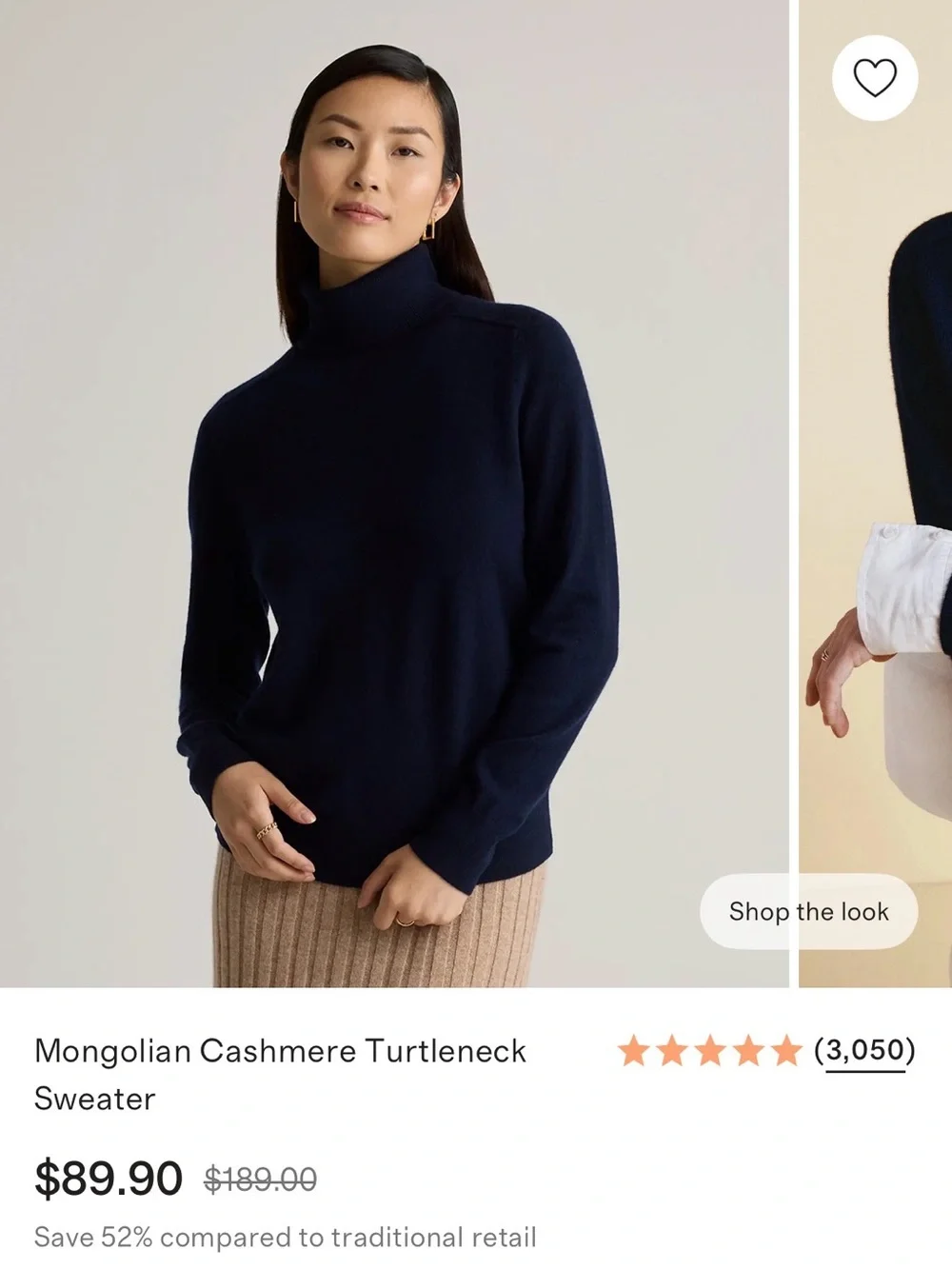 Quince Mongolian Cashmere Black Turtleneck Sweater- XS